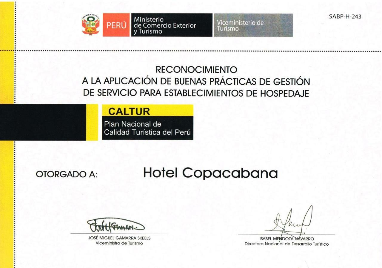 Copacabana Hotel Tacna Ngoại thất bức ảnh